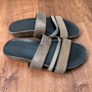 PAUL GREEN Nubuck Leather METALLIC STUDS Flat Sandals